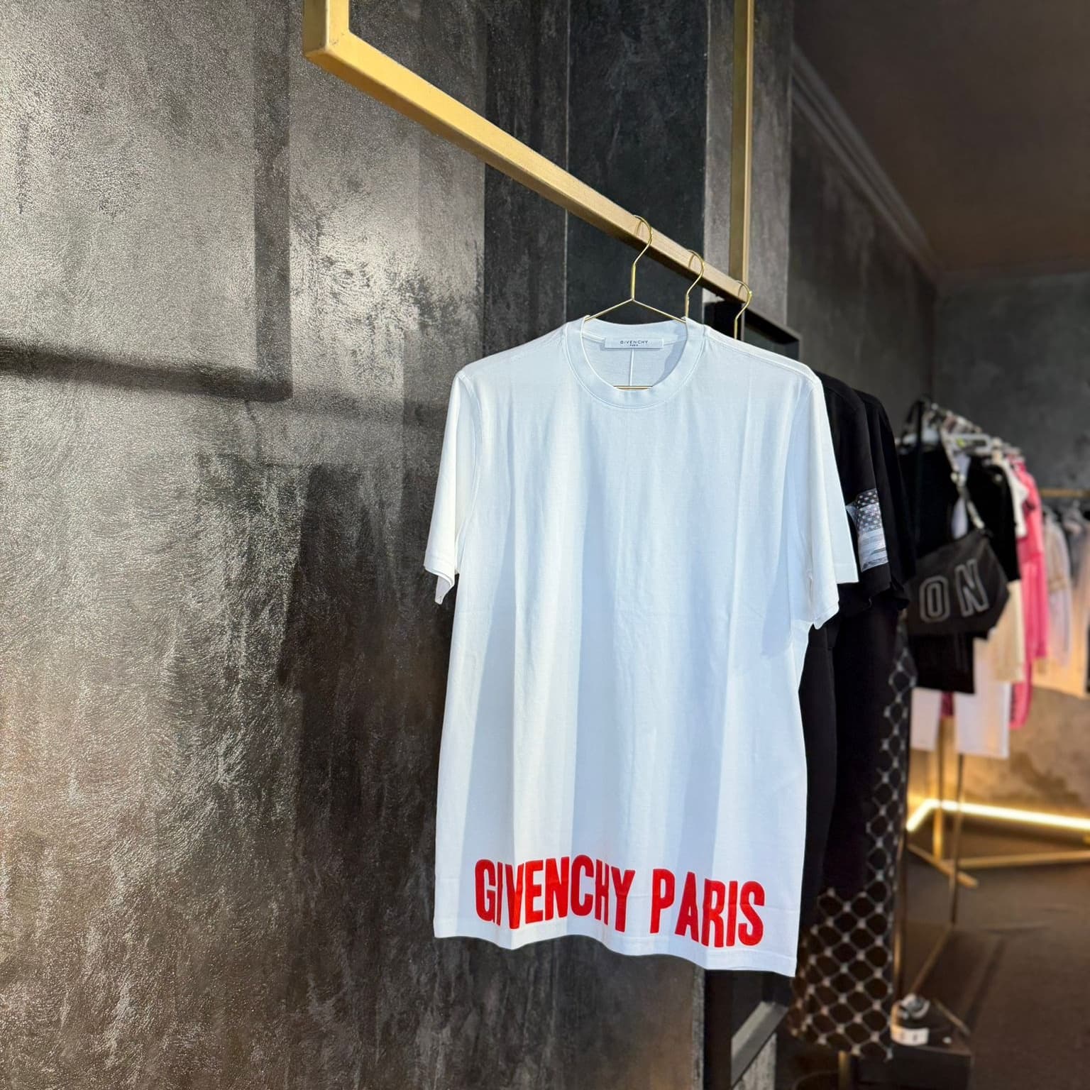 Givenchy Paris Tricou Alb Logo Roșu
